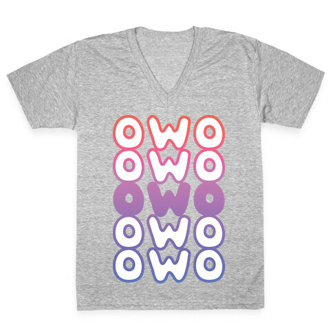 OWO Anime Emoticon Face V-Neck Tee Shirt