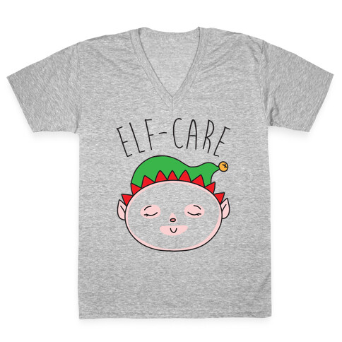 Elf-Care Elf Self-Care Christmas Parody V-Neck Tee Shirt