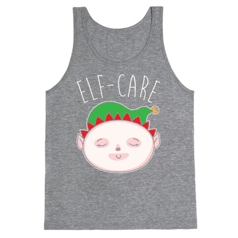 Elf-Care Elf Self-Care Christmas Parody White Print Tank Top