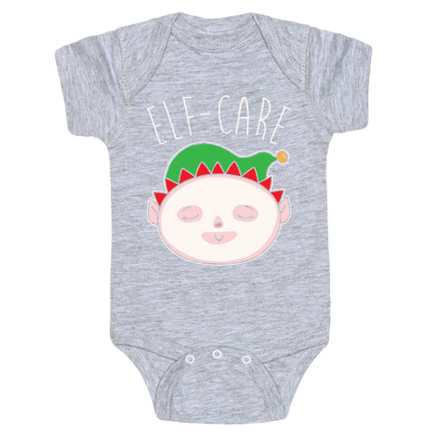 Elf-Care Elf Self-Care Christmas Parody White Print Baby One-Piece