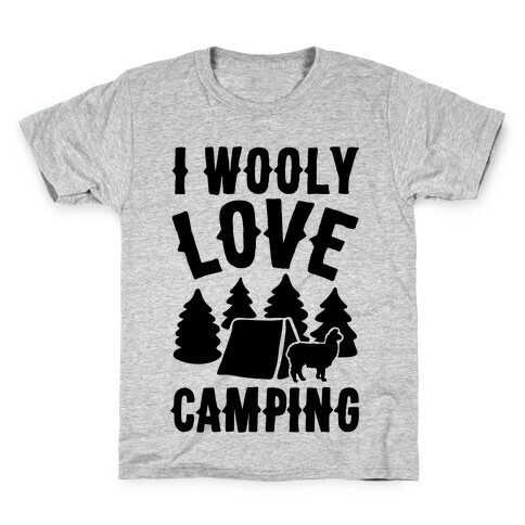 I Wooly Love Camping Alpaca Camping Parody Kids T-Shirt