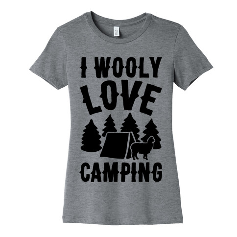 I Wooly Love Camping Alpaca Camping Parody Womens T-Shirt