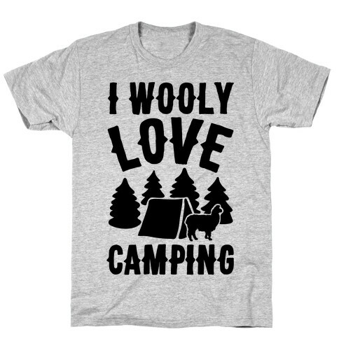 I Wooly Love Camping Alpaca Camping Parody T-Shirt