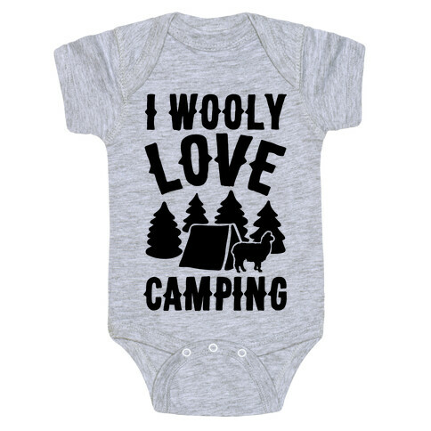 I Wooly Love Camping Alpaca Camping Parody Baby One-Piece