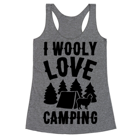 I Wooly Love Camping Alpaca Camping Parody Racerback Tank Top