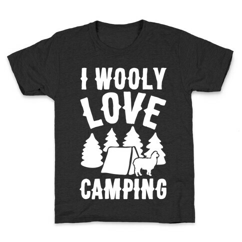 I Wooly Love Camping Alpaca Camping Parody White Print Kids T-Shirt
