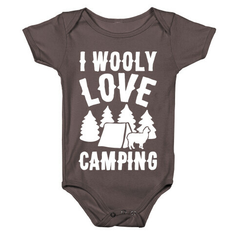 I Wooly Love Camping Alpaca Camping Parody White Print Baby One-Piece