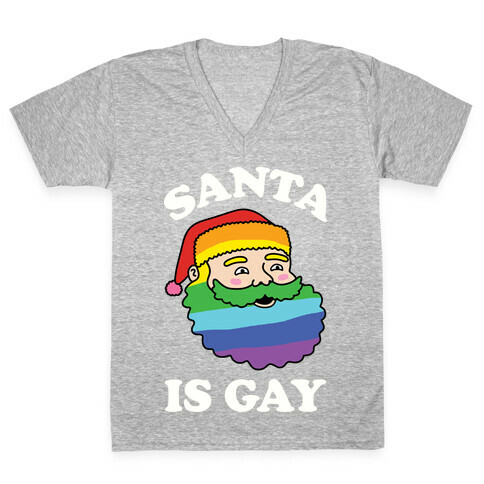 Santa Is Gay Christmas V-Neck Tee Shirt
