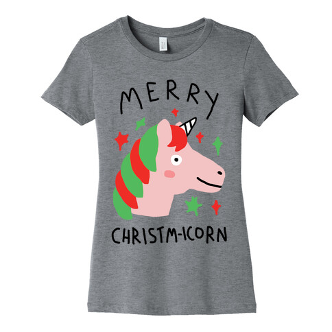 Merry Christm-icorn Womens T-Shirt