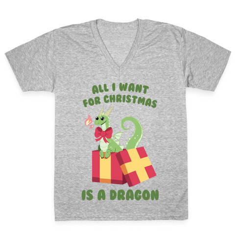 All I Want For Christmas Is A Dragon V-Neck Tee Shirt