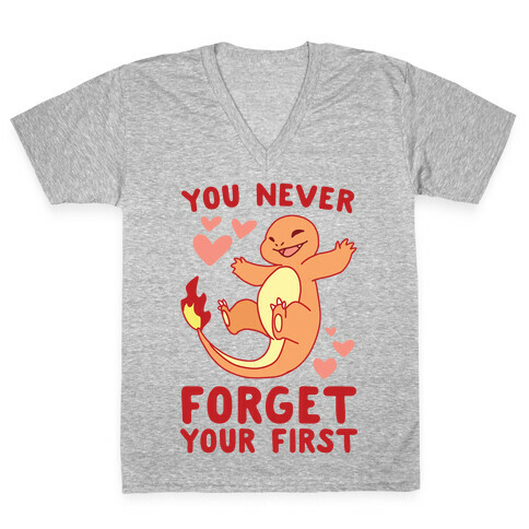 You Never Forget Your First - Charmander V-Neck Tee Shirt