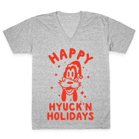 Happy Hyuck'N Holidays Goofy Parody V-Neck Tee Shirt