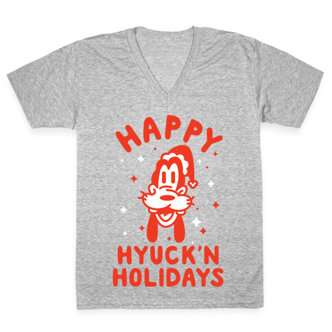 Happy Hyuck'N Holidays Goofy Parody V-Neck Tee Shirt