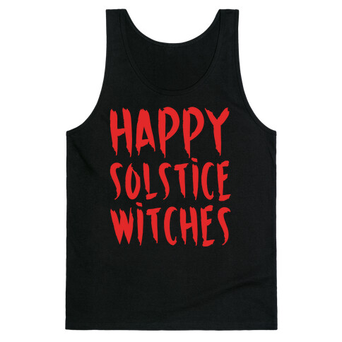 Happy Solstice Witches Parody White Print Tank Top