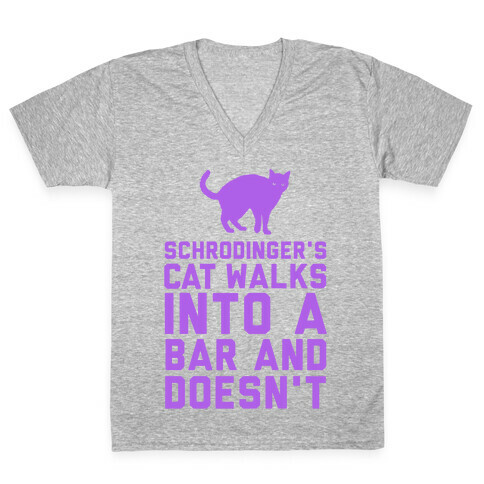 Schrodinger's Cat Walks Into a Bar V-Neck Tee Shirt