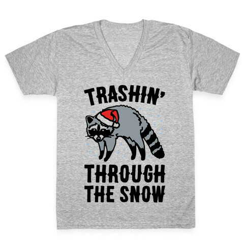 Trashin' Through The Snow Raccoon Parody V-Neck Tee Shirt