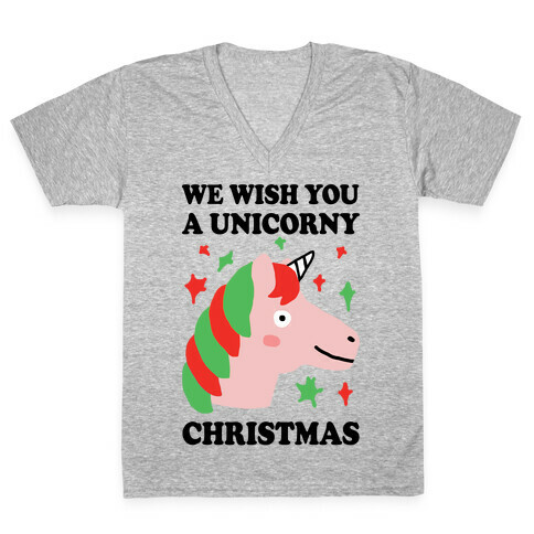 We Wish You A Unicorny Christmas V-Neck Tee Shirt