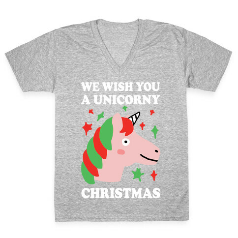 We Wish You A Unicorny Christmas V-Neck Tee Shirt