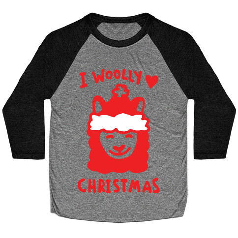 I Woolly Love Christmas Llama Baseball Tee