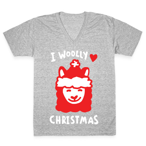 I Woolly Love Christmas Llama V-Neck Tee Shirt