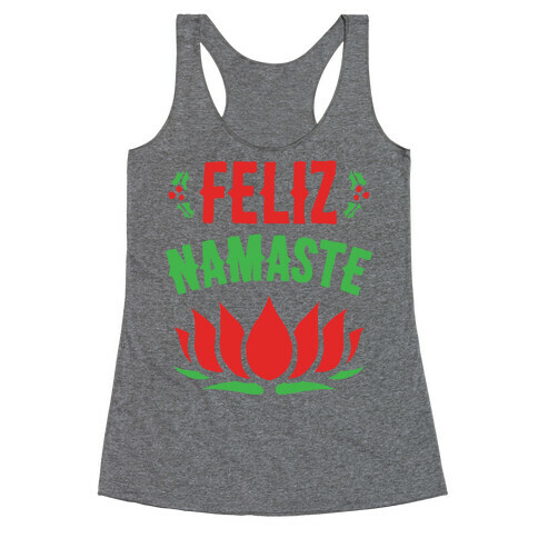 Feliz Namaste Parody White Print Racerback Tank Top