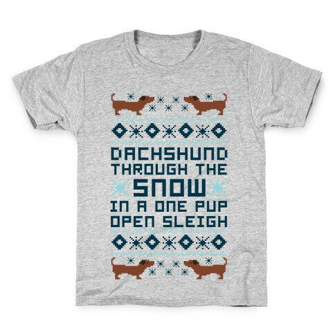 Dachshund Through The Snow In a One Pup Open Sleigh Kids T-Shirt