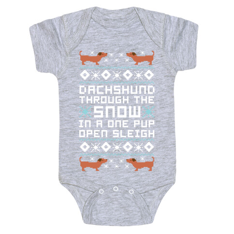 Dachshund Through The Snow In a One Pup Open Sleigh Baby One-Piece