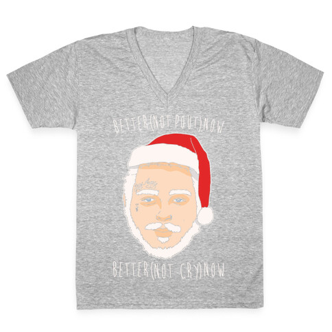 Better Now Santa Claus Parody White Print V-Neck Tee Shirt