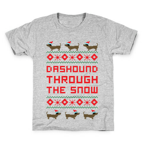 Dashound Through the Snow Kids T-Shirt