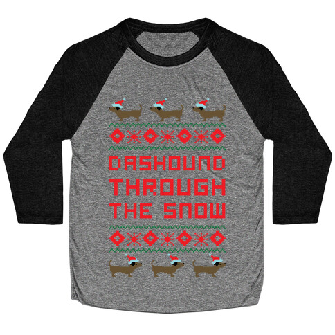 Dashound Through the Snow Baseball Tee