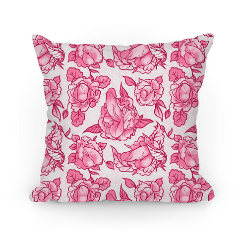 Floral Penis Pattern Pink Pillow