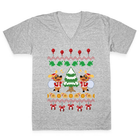 Jingle Deer Ugly Sweater V-Neck Tee Shirt
