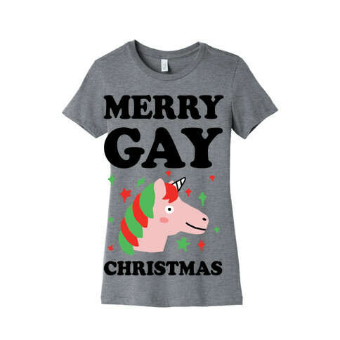 Merry Gay Christmas Unicorn Womens T-Shirt