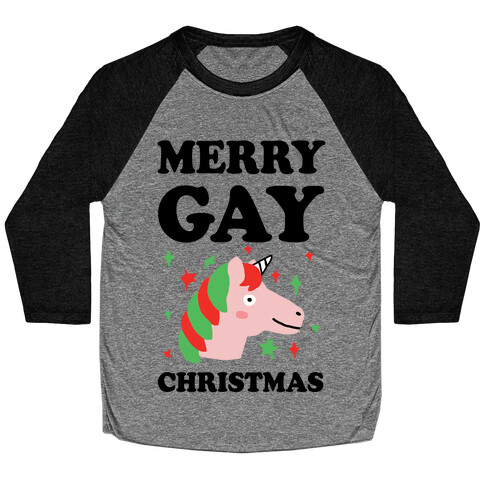 Merry Gay Christmas Unicorn Baseball Tee