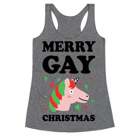 Merry Gay Christmas Unicorn Racerback Tank Top