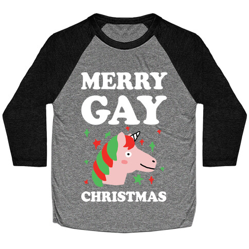 Merry Gay Christmas Unicorn Baseball Tee