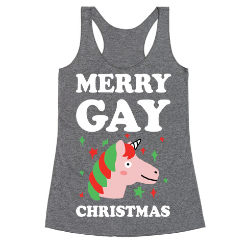 Merry Gay Christmas Unicorn Racerback Tank Top