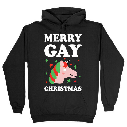 Merry Gay Christmas Unicorn Hooded Sweatshirt