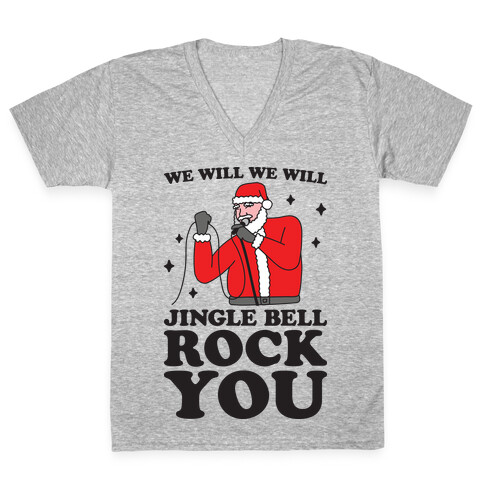 We Will Jingle Bell Rock You Parody V-Neck Tee Shirt