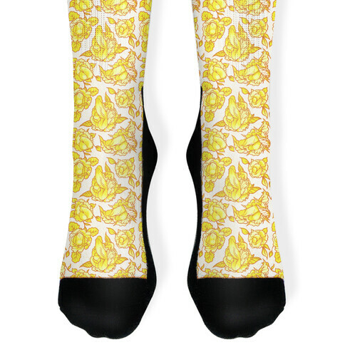 Floral Penis Yellow Sock