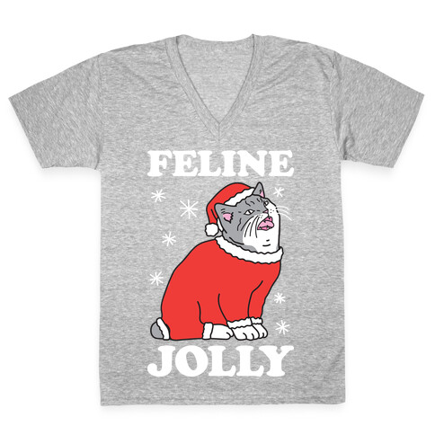 Feline Jolly Cat V-Neck Tee Shirt