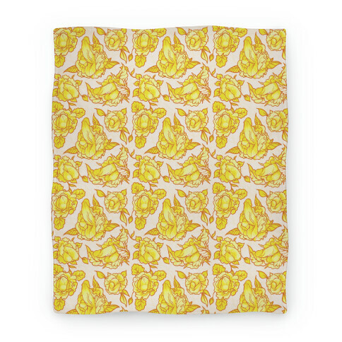 Floral Penis Pattern Yellow Blanket