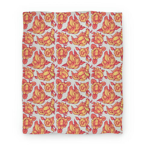 Floral Penis Pattern Orange Blanket