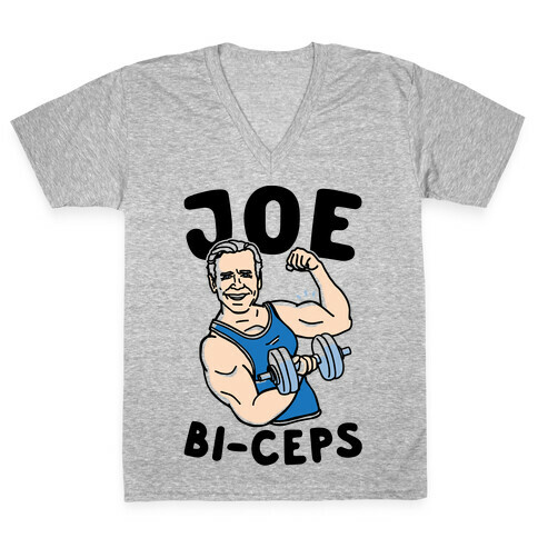 Joe Bi-ceps Joe Biden Lifting Parody V-Neck Tee Shirt
