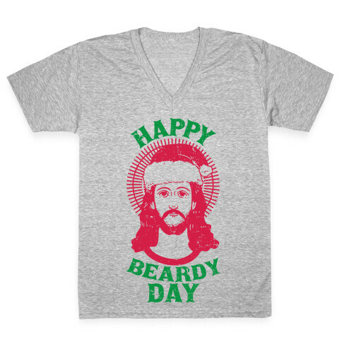Happy Beardy Day V-Neck Tee Shirt