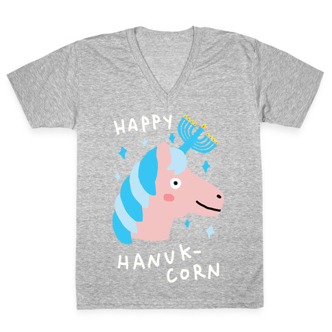 Happy Hanuk-Corn Unicorn V-Neck Tee Shirt