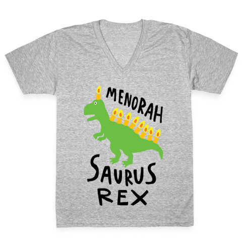 Menorah Saurus Rex  V-Neck Tee Shirt