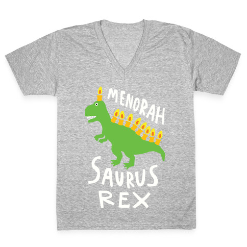 Menorah Saurus Rex  V-Neck Tee Shirt