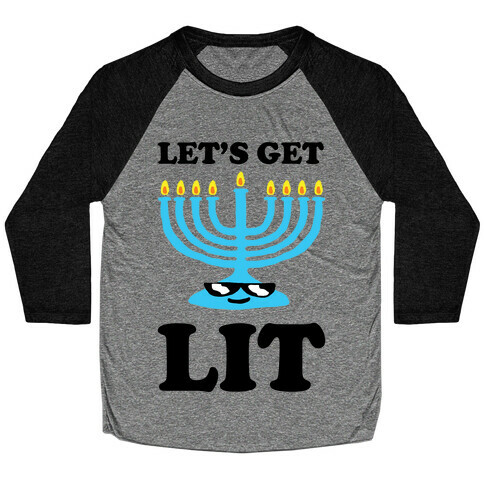 Let's Get Lit Menorah Baseball Tee