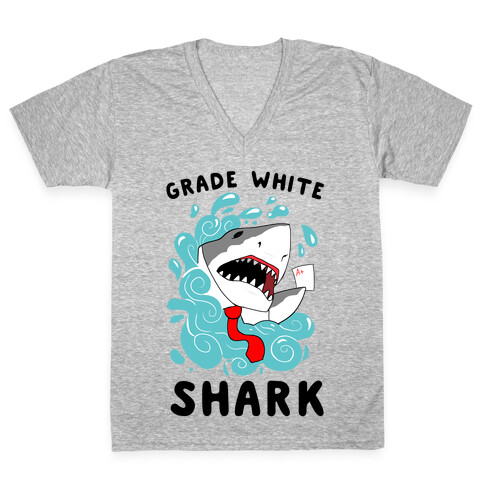 Grade White Shark V-Neck Tee Shirt